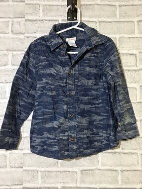 4/$20 Joe Fresh boys Navy Blue Camouflage Button-Down Shirt